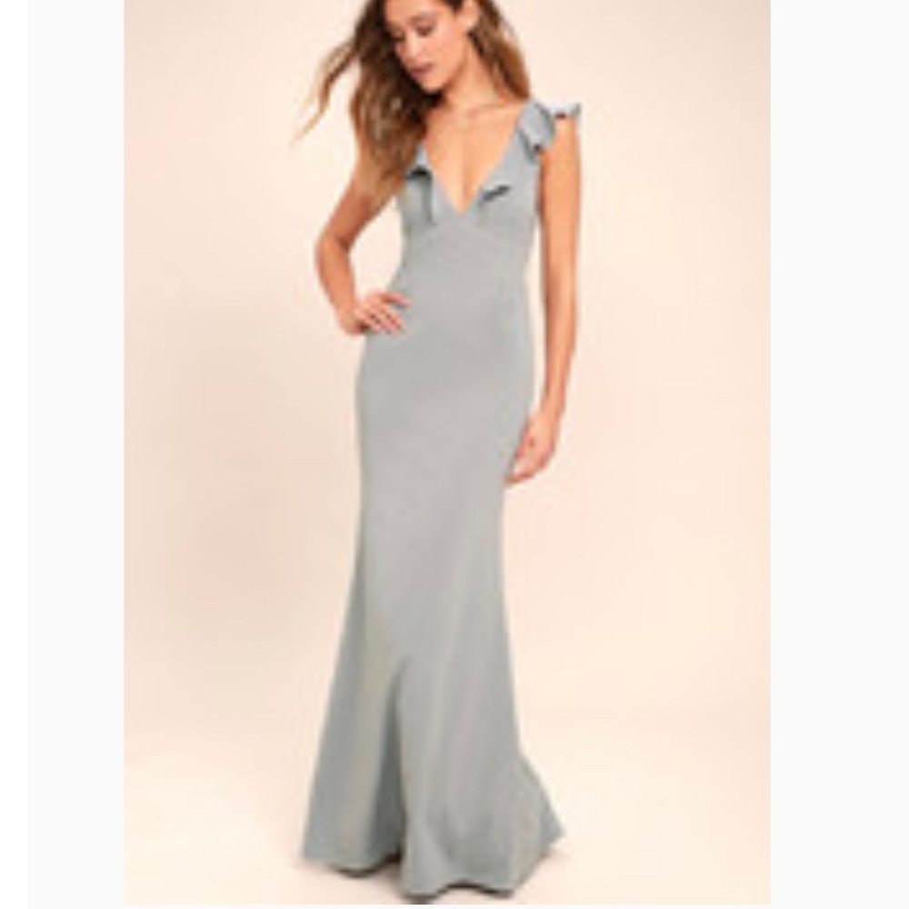 Lulus Perfect Opportunity Light Gray Maxi Dress